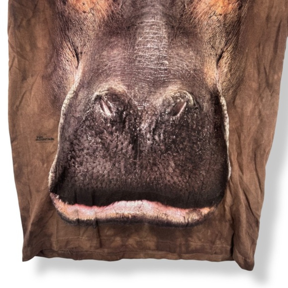 The Mountain Hippopotamus Face T Shirt Tie Dye Brown Size Small Hippo Animal - Picture 5 of 7